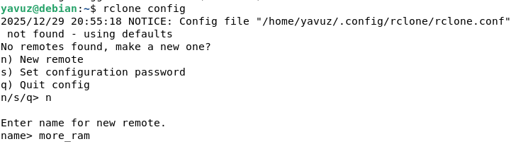 Configuring rclone